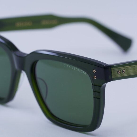 Dita DTS757-A-05 SEQUOIA Sunglasses Dark Green Square Frame, Green Lenses - Picture 6 of 9